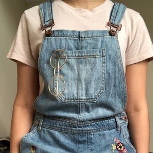 Embroidered Denim Overalls